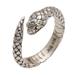 Earth Serpent,'Realistic Sterling Silver Snake Wrap Ring'