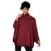 Plus Size Women's Turtleneck Poncho Sweater by ellos in Maroon Red (Size S/1X)