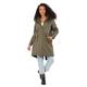 Dannii Matthews Ladies Faux Fur Trim Khaki Long Length Parka Coat, UK 14