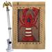 Breeze Decor Patriotic Lobster 2-Sided Polyester 40 x 28 in. Flag Set in Brown/Red | 40 H x 28 W x 4 D in | Wayfair