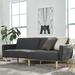 mopio Twin 77.5" Wide Convertible Sofa Wood/Velvet in Gray | 31.5 H x 77.5 W x 33 D in | Wayfair IP2002-DG