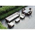 Ebern Designs Pavior 14 Piece Rattan Complete Patio Set w/ Cushions Synthetic Wicker/All - Weather Wicker/Wicker/Rattan in Brown | Wayfair