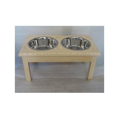 Classic Pet Beds Elevated Double Bowl Dog & Cat Diner, Natural, 12-cup