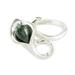 Mixco Lily in Dark Green,'Handmade Dark Green Jade and Silver Cocktail Ring'