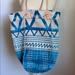 Free People Bags | Free People Jute Woven Aztec Leather Strap Bag | Color: Blue/Tan | Size: 15.5” Across, 18” High