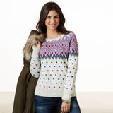 American Eagle Outfitters Sweaters | Ae Fair Isle Diamond Metalilic Sweater | Color: Pink/White | Size: M