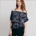 Free People Tops | Free People Floral Off The Shoulder Top | Color: Black/Gray | Size: L