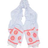 J. Crew Accessories | Jcrew Embroidered Scarf | Color: Blue/White | Size: Length: 200cm / 78in Width: 76cm / 29.6in