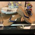 American Eagle Outfitters Shoes | American Eagle Wedge Thong Sandals 9.5 | Color: Blue | Size: 9.5