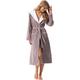 Morgenstern Dressing Gown Women Hood 100% Cotton Velvet Terry Grey/Beige L