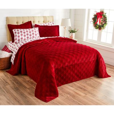 Velvet Diamond Quilted Bedspread by BrylaneHome in Garnet (Size QUEEN)