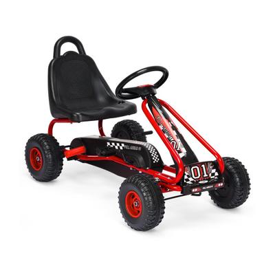 Costway 4 Wheel Pedal Powered Ride On with Adjustable Seat-Red