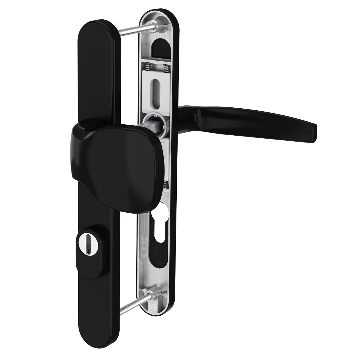 MS Beschläge Schmalrahmengarnitur Kernziehschutz Schwarz 92mm PZ Knopf/Drücker TS 55-70mm Image