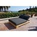 IKsunTeak Teak Double Reclining Teak Chaise Lounge w/ Cushion Wood/Solid Wood in Brown/White | 27 H x 55 W x 79 D in | Outdoor Furniture | Wayfair