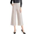 Tsful High Waist Wide Leg Pants for Women Business Casual Crop Dress Pants Stretch Pull On Office Capris Work Clothes, Beige, Large