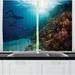 East Urban Home 2 Piece Diver Real Life Image of 2 Free Humans Exploring a Coral Reef Wall in the Red Sea Kitchen Curtain Set | Wayfair