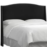 Birch Lane™ Galligan Linen Nail Button Upholstered Wingback Headboard Metal in Black | 56 H x 66 W x 10 D in | Wayfair WRLO6566 40760570