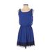 Speechless Cocktail Dress - Mini Scoop Neck Sleeveless: Blue Solid Dresses - Women's Size X-Small