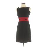 Ann Taylor Casual Dress - A-Line Crew Neck Sleeveless: Black Color Block Dresses - Women's Size 0 Petite