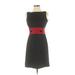 Ann Taylor Casual Dress - A-Line Crew Neck Sleeveless: Black Color Block Dresses - Women's Size 0 Petite