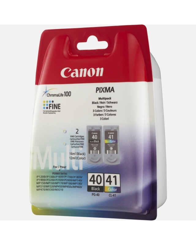 Canon PG-40 / CL-41 Schwarz Farbe Cyan Magenta Gelb Multi Pack 2er Pack Image