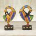 Dakota Fields 2 Piece Colorful Sankofa Wood Figurine Set Wood in Black/Brown/Green | 7.25 H x 3.7 W x 2 D in | Wayfair