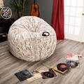 Jaxx 6 Foot Cocoon - Large Bean Bag Chair, Premium Luxe Faux Fur Faux Fur/Fade Resistant in Gray | 22 H x 72 W x 72 D in | Wayfair 18610868