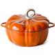 Cast-Iron Pumpkin Casserole Enamel Pot Casserole Dutch Oven Casserole With Lid, No Fading and No Aging, 24cm Soup Pot 3.76L Blue-green/Orange Orange