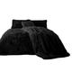 EXQUIZIT HOME Teddy Cuddles Fleece Duvet Quilt Cover Bedding Set With Matching Pillowcase Warm and Cosy Hug & Snug Black Bedding Set Superking 260cm x 220cm Approximately.