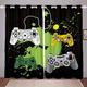 Gamepad Curtains Green Yellow Tie Dye Curtains for Bedroom Living Room for Kids Boys Teens Video Game Gamepad Windows Drapes Game Controller Curtains,W46*L54