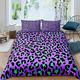 Leopard Print Duvet Cover Girly Chic Cheetah Print Bedding Set For Kids Children Teens Wild Animal Theme Comforter Cover Luxury Bright Purple Teal Black Decor Bedspread Cover King Size Zipper