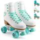 Osprey Retro Quad Roller Skates for Adults – Women's Lace Up High Top Roller Boots - Multiple Designs, White/Mint Green, UK ADULT 5/EU 38