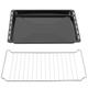 ICQN Baking Trays & Grid 45.5 x 37.5 x cm Set | 3 cm Deep Enamelled Grease Pan and Chrome-Plated Oven Rack for Oven & Cooker | Scratch-Resistant & Rustproof | 455 x 375 x 30 mm