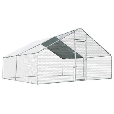 Costway 13 x 13 Feet Walk-in Chicken Coop with Wat...