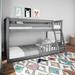 Amoura Twin Over Twin Solid Wood Standard Bunk Bed by Harriet Bee Wood in Gray | 50 H x 57.75 W x 81.5 D in | Wayfair