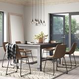 17 Stories Barney 7-Piece Dining Set Wood/Metal in Black/Brown | Wayfair DF2DD3558F8C4F8D9F76E6DF4976D12F