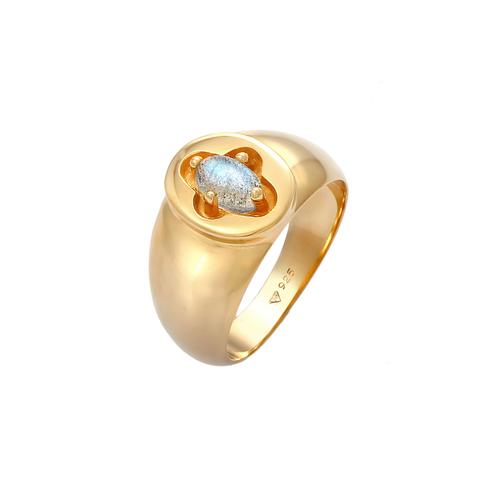 Elli PREMIUM – Elli PREMIUM Ring Siegelring Labradorit Kreuz 925 Silber vergoldet Ringe Damen