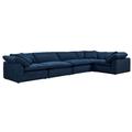 Sunset Trading Cloud Puff 5 Piece Slipcovered Modular Sectional Sofa In Navy Blue Performance Fabric - Sunset Trading SU-1458-49-3C-2A