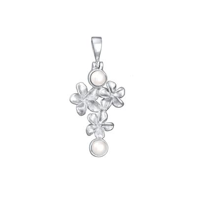 Nenalina - Pendant Blumen Süßwasserzuchtperle 925 Silber Charms & Kettenanhänger 1 ct Damen