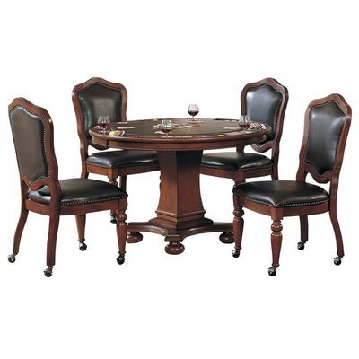 Sunset Trading 5 Piece Bellagio Dining and Poker Table Set With Reversible Game Top And Caster Chairs with Nailheads - Sunset Trading CR-87148-5PC