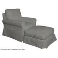 Sunset Trading Horizon Slipcover For Box Cushion Chair and Ottoman Set With Performance Fabric In Gray - Sunset Trading SU-114993SC-30-391094