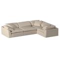 Sunset Trading Cloud Puff 4 Piece Slipcovered Modular L Shaped Sectional Sofa In Tan Performance Fabric - Sunset Trading SU-1458-84-3C-1A