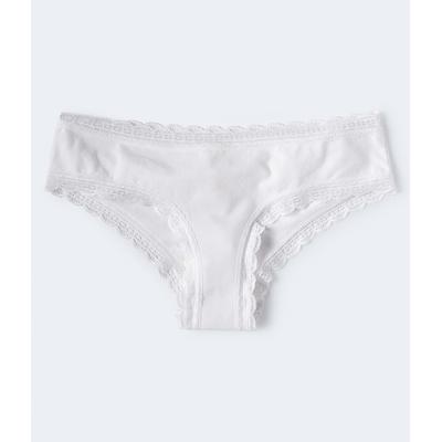 Aeropostale Womens' Lace-Trimmed Cheeky - White - Size L - Cotton