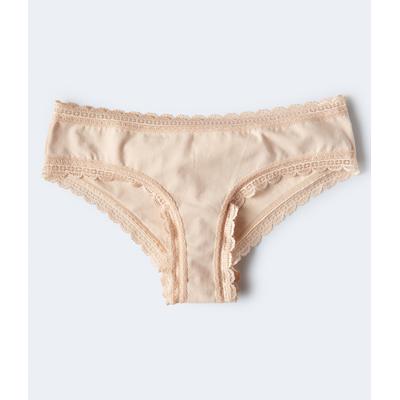 Aeropostale Womens' Lace-Trimmed Cheeky - Beige - Size L - Cotton