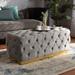 Baxton Studio Corrine Glam & Luxe Grey Velvet Fabric & Gold PU Leather Ottoman - Wholesale Interiors WS-4228-Grey Velvet/Gold-Otto