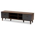 Baxton Studio Moina Mid-Century Modern Two-Tone Walnut Brown & Grey Finished Wood TV Stand - Wholesale Interiors SE TV90810WI-Columbia/Dark Grey-TV Stand