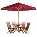 6-Piece Octagon Folding Table Set & Umbrella, Red - All Things Cedar TT6P-O-R