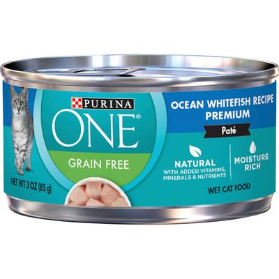 Purina ONE Natural High Protein Grain Free Ocean Whitefish Recipe Pate Wet Cat Food, 3 oz., Case of 24