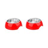 Red Stainless Steel Nonslip Rubber Bottom Food & Water Station for Dogs & Cats, 0.75 Cup, Small