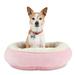Pink Round Bolster Dog Bed, 20" L X 20" W X 6" H, Small